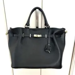 【美品】MILOS 金具付きショルダー　トートバッグ　2way 黒　レザーのサムネイル