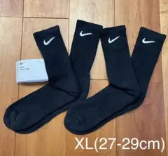 新品　ナイキ　XL(27-29cm) クッション　クルーソックス　黒2足セット