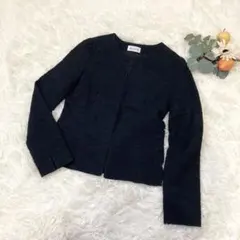 【タグ付✨】プラステ　PLST ノーカラー ツイード ジャケット ネイビー XS