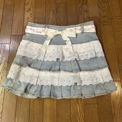 デニムレースプリーツスカート