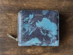 ポールスミス 花柄 二つ折り レザーラウンドファスナー式財布