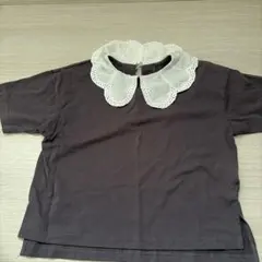 レース付き襟 ダークグレー Tシャツ 130cm