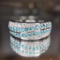 天然パライバトルマリン ダイヤモンド 計0.35ct 中宝研 ブラジル産地 