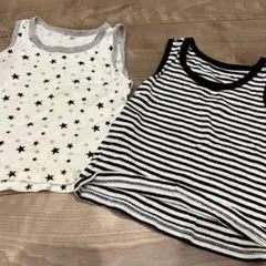 星柄とストライプのタンクトップ肌着2枚セット