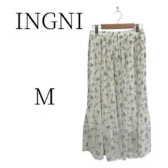 INGNI イング アイボリーの花柄 ロングプリーツスカート Ｍ