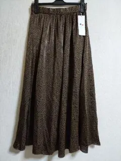 ヒョウ柄ロングフレアパンツ ブラウン系