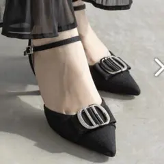 RANDAビジューパーツストラップパンプス