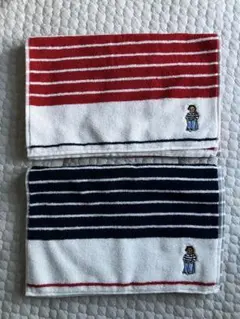 新品未使用　ラルフローレン　フレンチベア　ボーダー　ハンドタオル　2枚セット