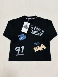 新品未使用 XLARGE KIDS 総柄 グラフィティ長袖Tシャツ/黒 80㎝