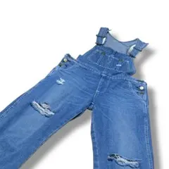 Lee リー オーバーオール LL1154 Mサイズ表記 ダメージ加工 デニム