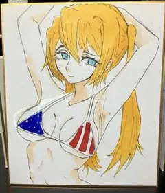 ♡ 一点物 手描き イラスト オリジナル アナログ 金髪ギャル 女の子