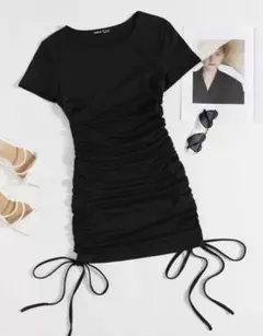 ブラック ミニワンピース