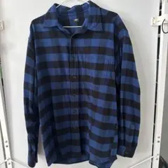UNIQLO 青黒チェック 長袖シャツ L