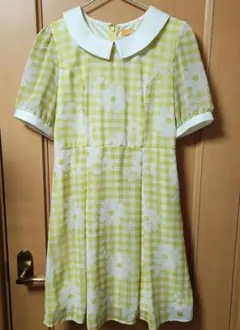 フィント⭐イエロー ギンガムチェック 半袖ワンピース