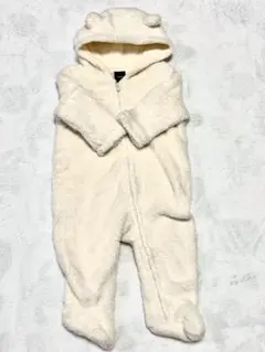 お値下げBaby GAPアイボリー フリースロンパース フード付き(6〜12m)