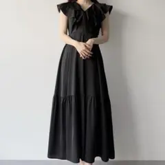 mipiarl フリルスリーブティアードワンピース