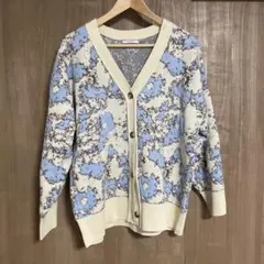 【BAYFLOW】フラワージャガードニットカーディガン Sサイズ