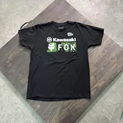 8SM1 Kawasaki FOX レーシングTシャツ　黒　M 古着のサムネイル