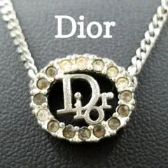 美品✨ディオール、Diorロゴオーバルラインストーンレディースネックレス_451