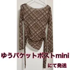 チェック柄 シアー 長袖トップス Y2K