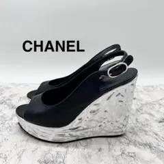 CHANEL サンダル ウェッジソール ブラックのサムネイル