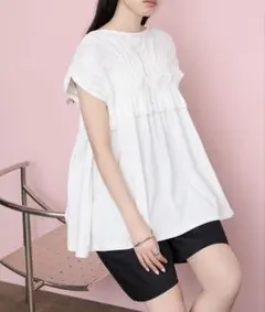 forksy. 前後2way シャーリングカットフリルショートスリーブTシャツのサムネイル