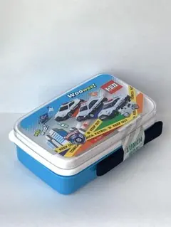 【新品、未使用】トミカ 弁当箱 （1段）水色 ベルト、箸付き 容量380ml