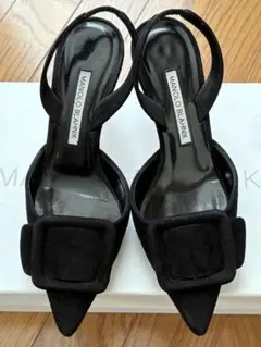 美品☆マノロブラニク メイセイル スエード パンプス 黒 35.5 22.5