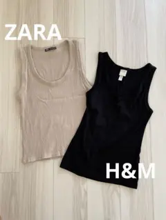 ZARA ザラ　リブタンクトップ　2枚セット　S-Mのサムネイル