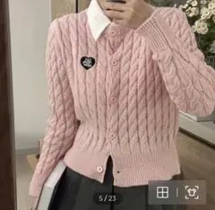 SGD16667 ハート刺繍ケーブルカーディガン