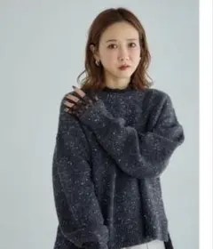 しまむら☆mysa closet田中里奈　求心柄ニット　濃灰　LLサイズ