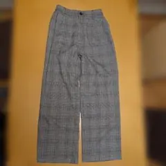 チェック柄 ワイドパンツ ゴムウエスト M