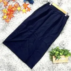【non mose】ネイティブチェック台形スカート9紺 裏地キュプラ部分ゴム
