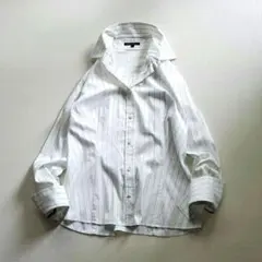 美品 23区 オンワード 長袖 シャツ ストライプ ラメ 大きいサイズ Lのサムネイル
