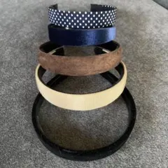 5個セット ヘアバンド・カチューシャ　水玉、スウェード、ビロード、サテン