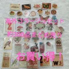 海外コラージュ素材　コラージュセット　シール　ステッカー　レトロ　蝶