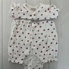 petit main ハート柄ロンパース 70