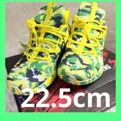 【一点限り✨美品】レディース カモフラージュ ハイカットスニーカー 迷彩×イエロ