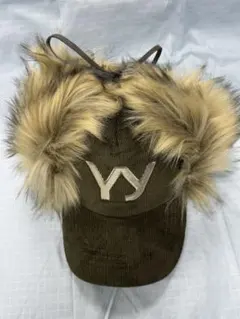 open yyファー付きコーデュロイキャップ