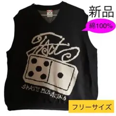 メンズニットベスト　コットン　フリーサイズ　ゆったり