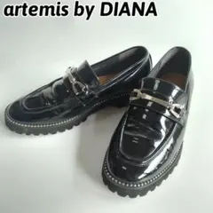 良品✨アルテミス　ダイアナ　ビットローファー　厚底　ボールチェーン　黒　23.5