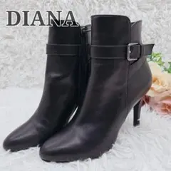 未使用級✨DIANA ダイアナ 本革 サイドジップ ヒール ブーツ 黒 23cm