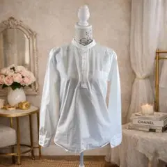 美品 マーガレットハウエル MHL バンドカラーシャツ ホワイト S