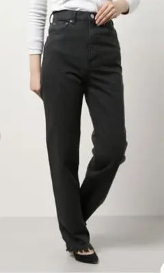 moussy デニム HW FRINGE STRAIGHT ライトブラック