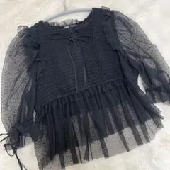 ZARA ドット柄 シアーブラウス ブラック Sサイズ