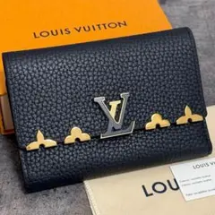 25年現行ロゴ 超極美品⭐️ルイヴィトン カプシーヌ コンパクト フラワー 黒