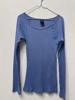GAP ギャップ 長袖 リブカットソー ブルー XXS