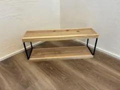 二段シェルフ 杉無垢 無塗装 飾り棚 幅80cm +80cm×アイアン脚 - メルカリ