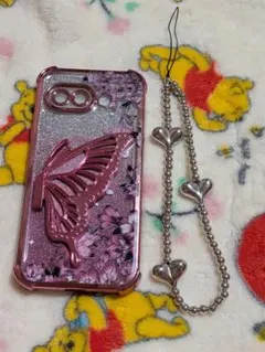 Googlepixel9a蝶と花柄のピンクスマホケース