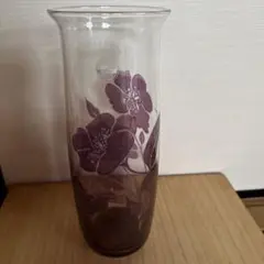 SI-AYU イタリア製 花瓶 紫色の花柄 円筒形